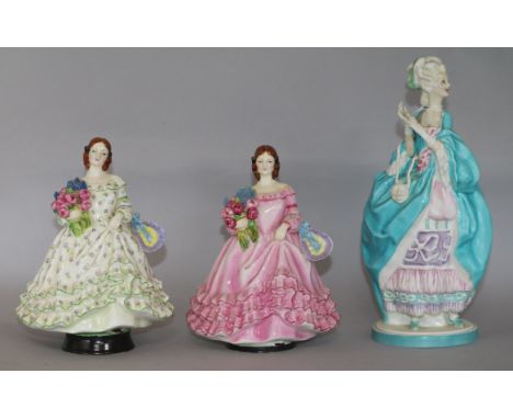 Two Royal Worcester figures of 'June', modelled by Williams & Bray and another of 'Bal Masque', modelled by Farnell, one 'Jun