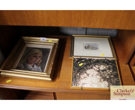 20th Century school, head and shoulders portrait study of a young girl; a photographic print and a Victorian print of Seckfor