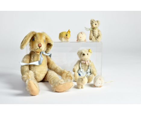 Steiff, Hase, 2 Bären, 4 Wolltiere, 5-40cm, Z 2+/2-
