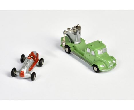 Schuco, Piccolo Magirus Kranwagen + Mercedes W20 Rennwagen, W.-Germany, 1:90, Z 1-2