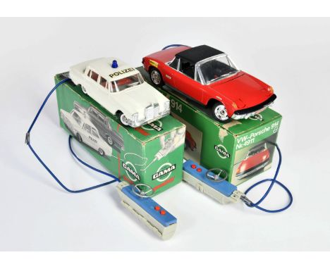 Gama, Mercedes Polizei + Porsche 914, W.-Germany, Kst, 26-30 cm, ungeprüft, sonst Z 1-2