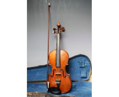 AN ALFRED MORITZ (EXCELSIOR) VIOLIN, with two piece back, interior paper label reading 'Copy of Antonius Stradivarius especia