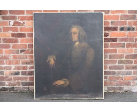 CIRCLE OF ALLAN RAMSAY (1713-1874). Portrait study of seated gentleman, unsigned, oil on canvas, unframed, relined, 127 x 102