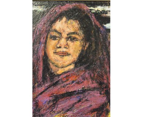 CIRCLE OF NIKOLAI IVANOVICH FECHIN (1881-1955) Russian School, impressionist portrait study of a young girl with head coverin