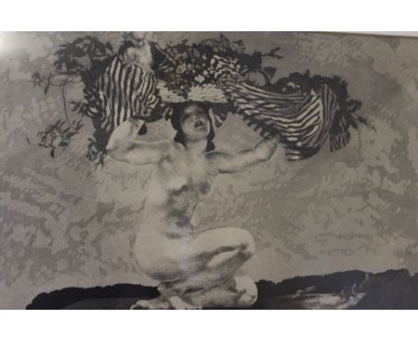 CHARLES SIMS (XX). Study of a female nude with basket of various items on her head, signed in pencil lower right, etching and