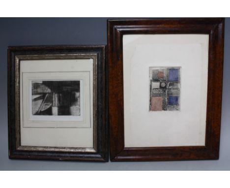 ISLWYN WATKINS (XX). Welsh school, four abstract compositions, unsigned, coloured etching and lithographs on paper, framed an