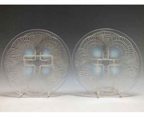 A PAIR OF RENE LALIQUE 'COQUILLE' PATTERN SMALL PLATES, No 3012, each with stencilled 'R Lalique France' to the reverse, Dia.