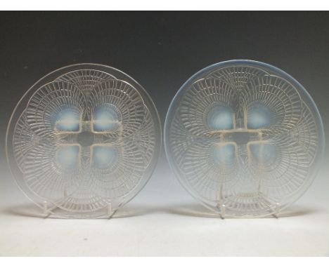 A PAIR OF RENE LALIQUE 'COQUILLE' PATTERN SMALL PLATES, No 3012, each with stencilled 'R Lalique France' to the reverse, Dia.