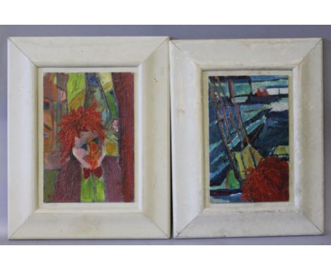 KEN K?; A pair of 20th century impressionist studies 'Which Way Funny Day' and 'Wacching Being Wacched' see verso, both signe