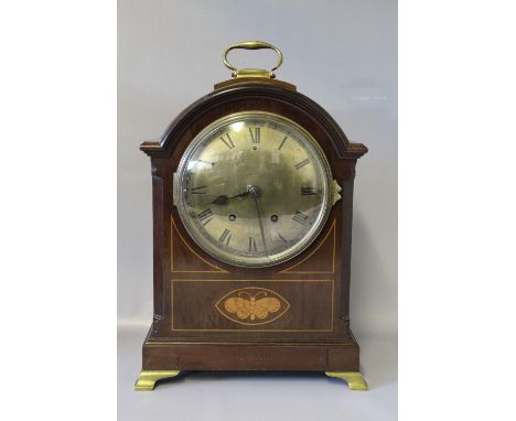 AN INLAID MAHOGANY CASED BRACKET CLOCK, H 37 cm