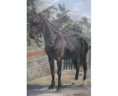DOROTHY PASTON FISHER. An impressionist wooded landscape with horse standing by a gate, signed and dated 1924 lower right, oi