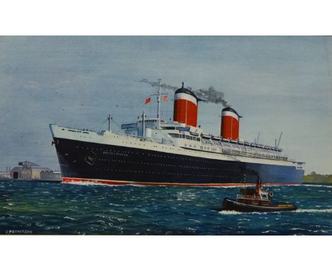 'SS United States' - Ship's Portrait, 20th century watercolour signed by F Patterson 31cm x 52cm   Condition Report   Click h