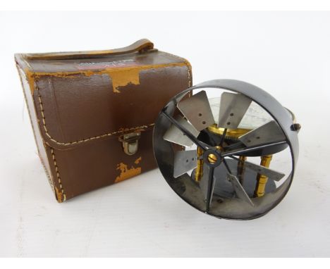 Brass & japanned Anemometer, dial inscribed Air Meter to 100000 Feet, by Griffin & George, No. L1083, in leather case with sc