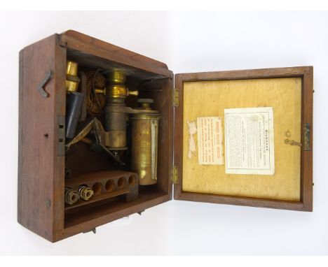 Richards Patent Steam-Engine Indicator, on hinged base with fittings in mahogany case, H23cm   Condition Report   Click here 