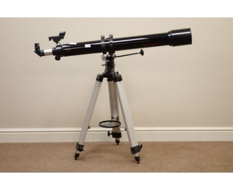 Celestron Firstscope 90 EQ celestial telescope with K20 eyepiece, on tripod stand, with instructions   Condition Report   Cli