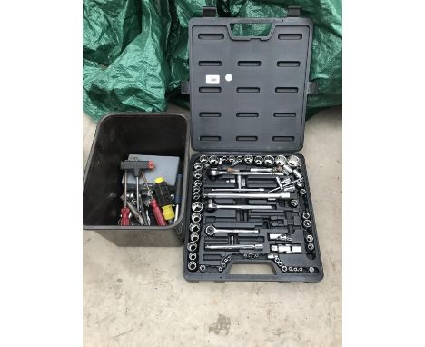 A SOCKET SET AND VARIOUS TOOLS 
