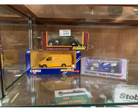 THREE BOXED VINTAGE MODEL CARS TO INCLUDE CORGI FORD TRANSIT VAN, SOLIDO AND MATCHBOX 