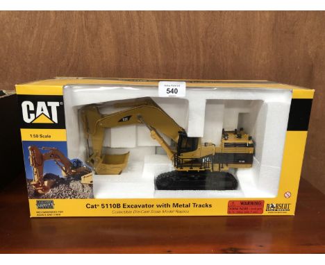 A NORSCOT MODEL CAT 5110B EXCAVATOR METAL TRACKS 1-50 SCALE REF NO 55098 BOXED AND IN MINT CONDITION 