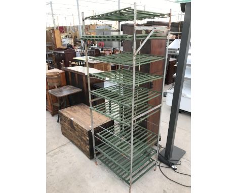 A VINTAGE GARDEN SHELVING UNIT 