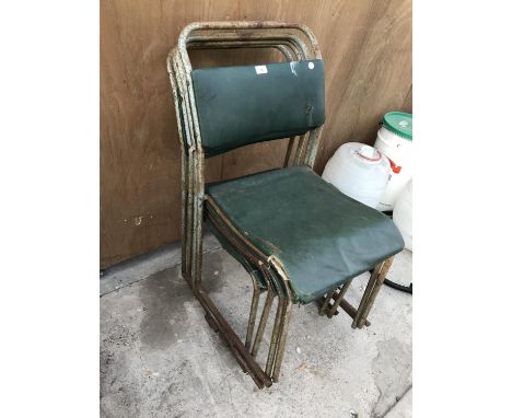 FOUR VINTAGE STACKING CHAIRS 