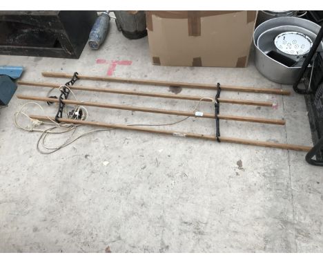 A VINTAGE CAST IRON SUSPENDED CLOTHES AIRER 