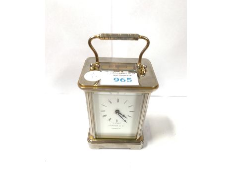 A VINTAGE GARRARD &amp; CO, LONDON CARRIAGE CLOCK WITH KEY 