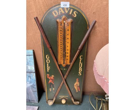 A VINTAGE STYLE GOLFING THEMED THERMOMETER 
