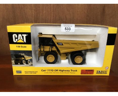 A NORSCOT MODEL CAT 777D DUMPTRUCK 1-50 SCALE REF NO 55104 BOXED AND IN MINT CONDITION 