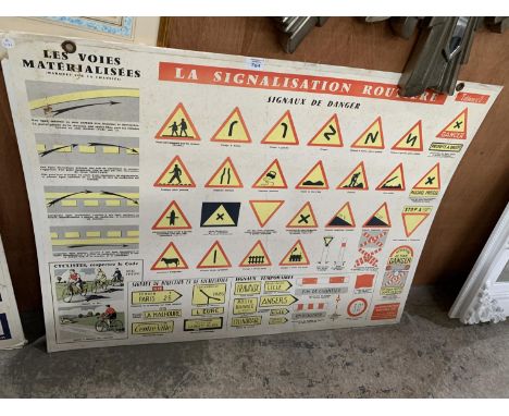 A FRENCH DOUBLE SIDED AUTOMOBILE ROAD SIGN 