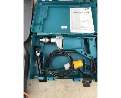 A MAKITA 110 VOLT 2 SPEED HAMMER DRILL - MODEL S419B WITH CASE AND INSTRUCTION MANUAL - SOLD IN WORKING ORDER 