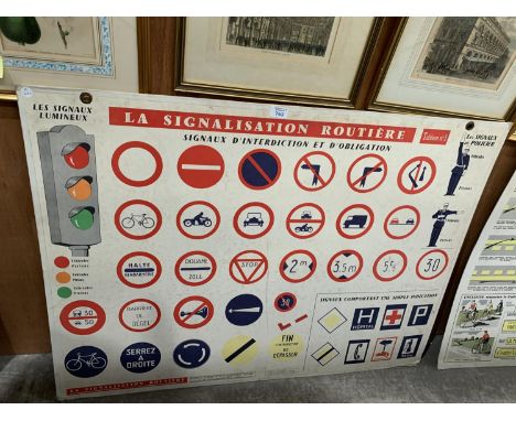A FRENCH DOUBLE SIDED AUTOMOBILE ROAD SIGN 
