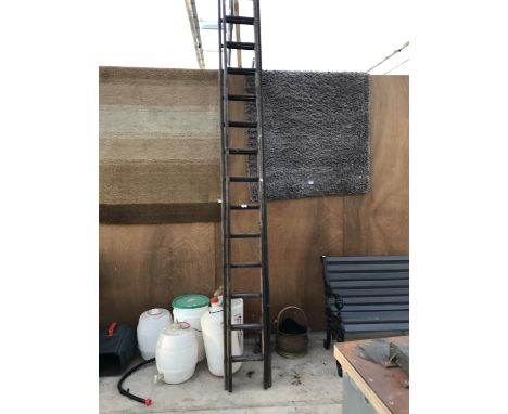A 30 RUNG TWO SECTION WOODEN LADDER 