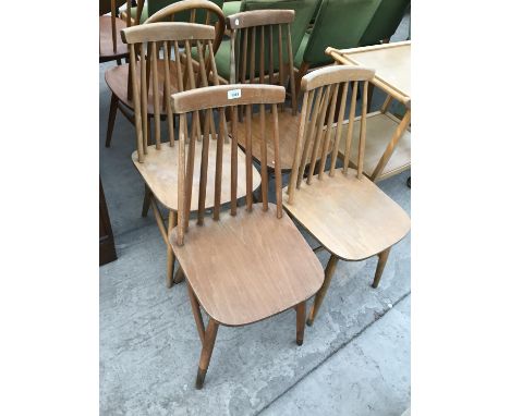 FOUR ERCOL STYLE DINING CHAIRS 