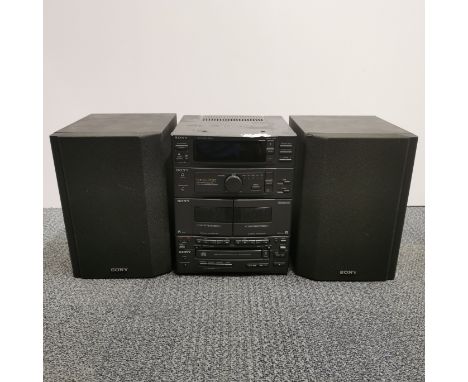 A Sony HCD-H700 compact disc deck receiver together with a pair of Sony SS-H700 speakers, speaker H. 29cm.