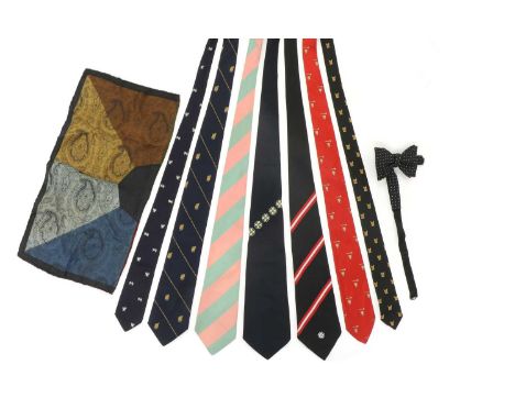 Seven ties,various brands,a spotted bow tie by Turnbull &amp; Asser, anda paisley design multicoloured pockerchief (10)