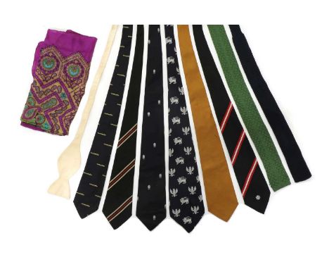 Eight ties,comprising: Leslie Brown, General Dynamics 'Electric Boat Division', Pick Smith Ltd. and others,a cream bow tie by
