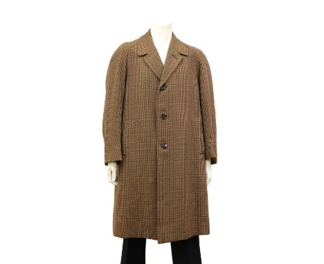 A brown tweed single-breasted overcoat,by H Huntsman &amp; Sons, with side slip pocketsCondition report: The cataloguing has 