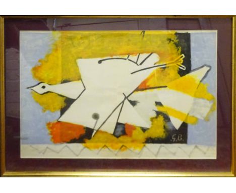 GEORGES BRAQUE 'White Bird', lithograph in colours, with initials in the stone, 37cm x 54cm, framed and glazed.