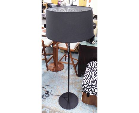 TELESCOPIC ADJUSTABLE STANDARD LAMP, black stand, with shade, 51cm W.