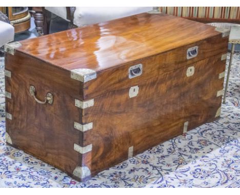 TRUNK, 19th century camphorwood and brass bound with rising lid and carrying handles, 105cm x 52cm x 50cm H. 