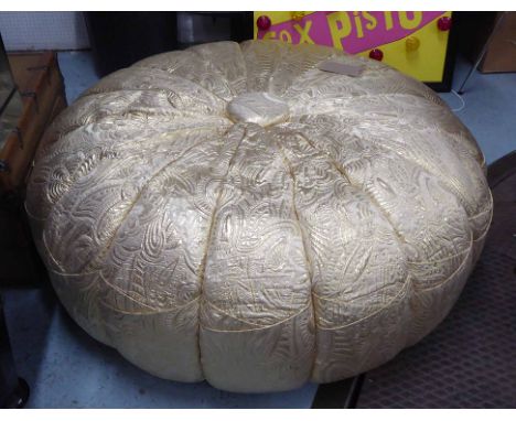 MISSONI POUFFE, Moroccan style in gold pattern upholstery, 120cm diam.