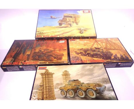 Four Roden 1:72 scale plastic kits, German Military vehicles. P&amp;P Group 1 (£14+VAT for the first lot and £1+VAT for subse