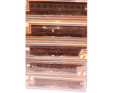 Five Lima BR MK1 maroon coaches including restaurant car. P&amp;P Group 2 (£18+VAT for the first lot and £3+VAT for subsequen