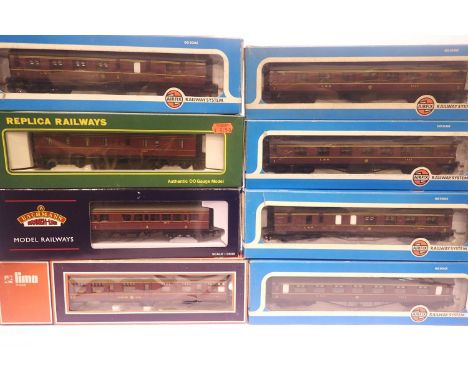 Eight LMS Company Coaches; Airfix x5, Lima, Replica and Bachmann. P&amp;P Group 2 (£18+VAT for the first lot and £3+VAT for s