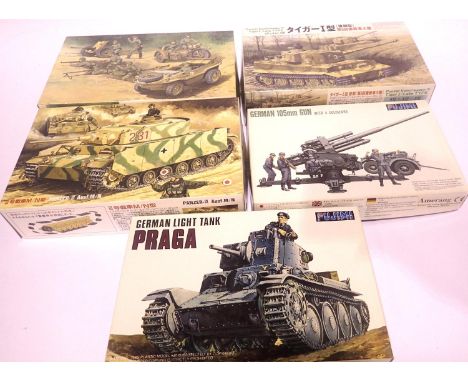 Five Fujimi 1:72 scale plastic kits of German Military  vehicles. P&amp;P Group 1 (£14+VAT for the first lot and £1+VAT for s