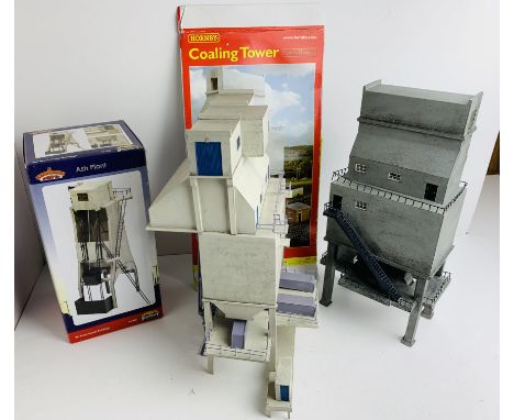 2x Hornby/Bachmann Skaledale/Scenecraft OO Coaling Towers (Unboxed) &amp; 1x Ash Plant. P&amp;P Group 3 (£25+VAT for the firs
