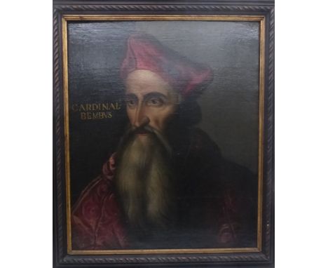Italienischer Maler (tätig im 16./17. Jh.), Portrait des Pietro Bembo, auf dasausdrucksstarke Haupt des Kardinals konzentrier
