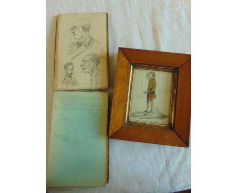 An early 19th century watercolour and ink caricature portrait, full length study of a gentleman inscribed Our Great Uncle, in