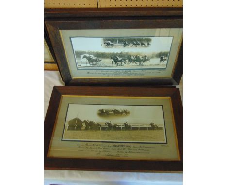 A set of four black and white photographs dating from the 1930s and 40s showing horse racing scenes and variously inscribed t