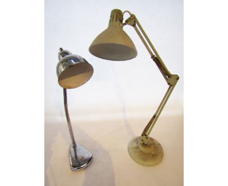 A 20th century Angle Poise type desk lamp bearing label 1001 Lamps Limited, 108 Bromley Road, London, SE1 together with a fur